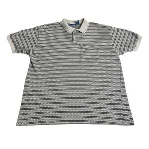 Vintage Par Four Polo Shirt Men XL Geometric Striped 50/50 Textured Knit 80s USA